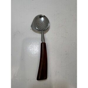Slotted Skimmer Spoon side Knife Stainless Steel handle Vintage Brown Bakelite